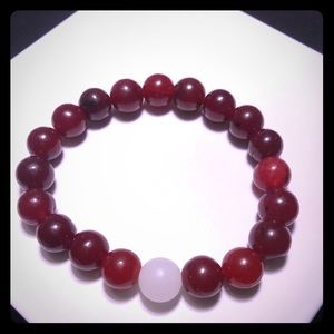 Unisex Bracelet, Burgundy and White